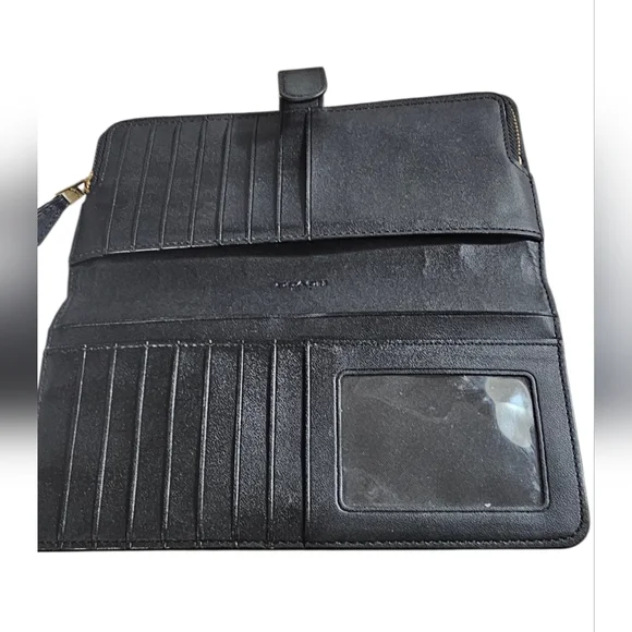 COACH Smooth Black Leather Skinny Wallet - Picture 6 of 12